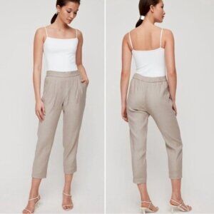 Aritzia Babaton Beige Cohen Linen Cropped Pants Size 6 - 47837